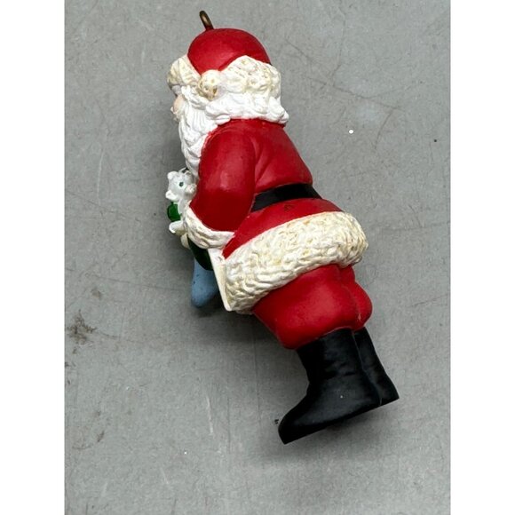 Vintage 1996 Santa Claus Christmas Ornament Holding Blue Stocking & Letter - Picture 7 of 8